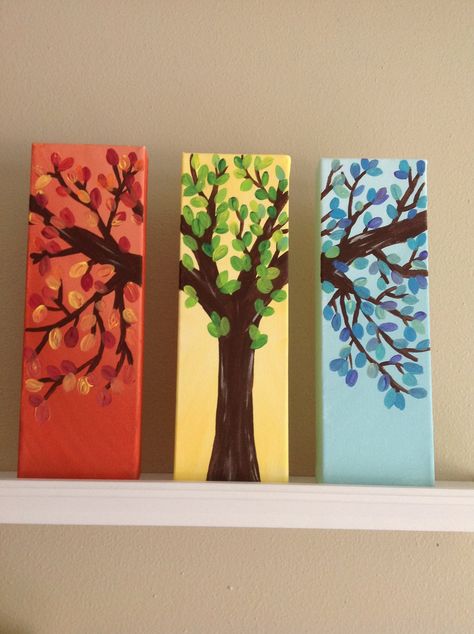 3 Bff Painting Ideas, 3 Part Canvas Painting Ideas, Three Set Canvas Painting, Trio Painting Ideas Easy, 3 Canvas Art Ideas, 3 Connected Paintings, 3 Person Painting Ideas, Four Seasons Painting Canvases, 4x12 Canvas Painting Ideas