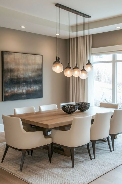 Set the stage for elegant dining with a neutral color scheme. Incorporate taupe walls, wooden furniture, and soft lighting to create a timeless dining experience. 🍽🌿✨ #NeutralDiningRoom #ElegantSpaces #HomeDecor #TimelessDesign Taupe Dining Room, Timeless Dining Room, Dining Room Colour Schemes, Taupe Kitchen, Neutral Dining Room, Taupe Walls, Dining Room Colors, Room Color, Neutral Color Scheme