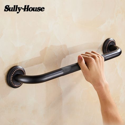 Sully House Black Antique Brass Bathroom Safety Handrail, Disabled Grab Bars for Toilet Elderly Safety Helping Bathtub Handle Remove Bathtub, Disabled Toilet, Antique Brass Bathroom, Toilet Handle, Bathroom Safety, Brass Bathroom, Grab Bars, Bathroom Fixtures, House Black