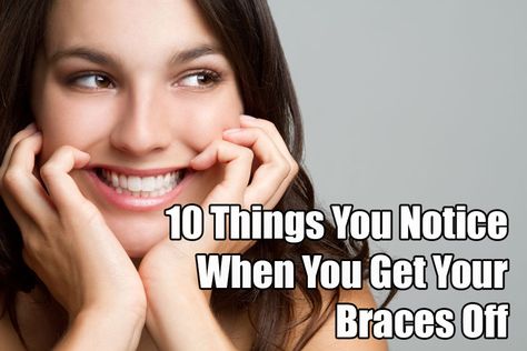 Here are ten things you might notice when you get your #braces  off. Contact Orthodontics Limited today for a Free Braces Consultation. Braces Off Gift Ideas, Clear Retainers After Braces, Tips For Getting Braces Off, Getting Braces Off Gift Basket, What To Do When You Get Your Braces Off, How To Look Good With Braces, Retainers After Braces, How To Smile Better, Getting Braces Off