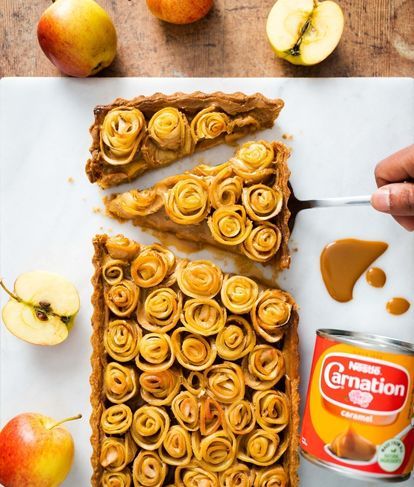 Easy Cheesecakes, Quick Easy Dessert Recipes, Caramel Apple Tart, Carnation Caramel, Apple Rose Tart, Millionaires Shortbread, Apple Tart Recipe, Salted Caramel Cheesecake, Easy Dessert Recipes Quick