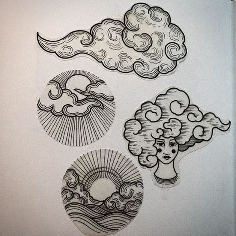 Muster Tattoos, Cloud Tattoo, Tattoo Flash Art, Flash Art, Japanese Tattoo, Tattoo Sketches, Future Tattoos, White Board, Ink Art