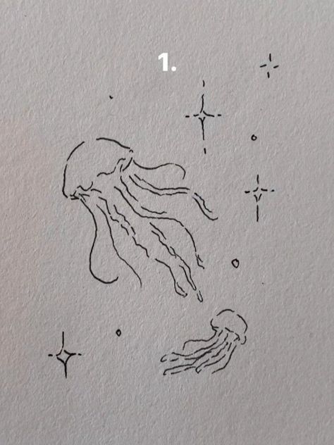 Do It Yourself Tattoo, Medusa Animal, Tattoo Jellyfish, Jellyfish Drawing, Jellyfish Tattoo, Jellyfish Art, Cute Little Tattoos, Small Drawings, Cute Doodles Drawings