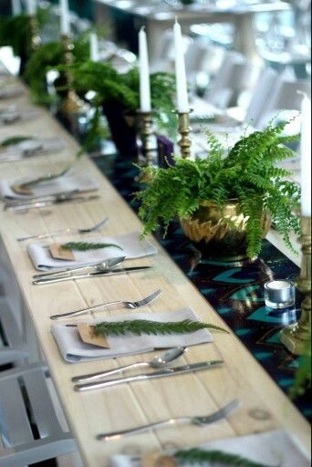 Fern Centerpieces Simple, Fern Tablescape, Ferns Wedding Decor, Fern Table Decor, Fern Centerpiece Wedding, Fern Table Runner, Fern Wedding Decor, Fern Centerpiece, Wedding Reception Tables Centerpieces