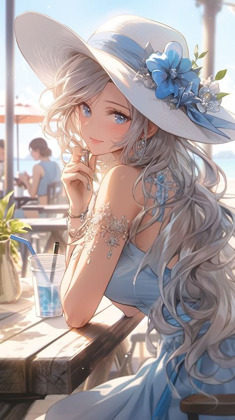 Silver Hair Girl, Jade Eyes, White Mermaid, Anime Child, Concept Art Drawing, Anime Princess, Purple Eyes, Beautiful Fantasy Art, Silver Hair