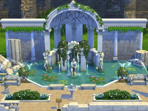 its the most romantic place here in windenburg !  Found in TSR Category 'Sims 4 Community Lots' Sims Garden, Roman Fountain, Lotes The Sims 4, Bangunan Minecraft, Sims 4 House Plans, Sims 4 House Building, Sims 4 House Design, Casas The Sims 4, Sims Building