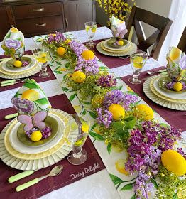 Capri Decor, Lemon Tablescape, Lemon Table Decor, Centerpiece For Wedding, Spring Table Decor, Tafel Decor, Green Plates, Spring Tablescapes, Table Setting Decor