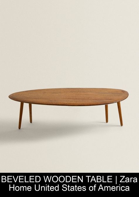 Beveled wooden side table. Due to the nature of the material, the color may vary. The legs come detached. They are easily attached without the need for tools. Zara Home Coffee Table, Wooden Bedside Table, Home Coffee Tables, Wooden Side Table, Wooden Coffee Table, Coffee Table Wood, Zara Home, Wooden Tables, Living Room Table