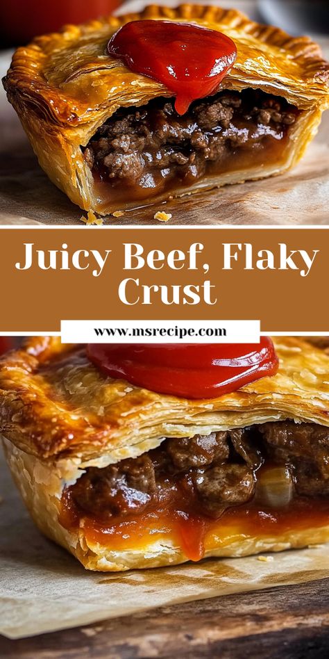 This classic meat pie recipe boasts a deep golden-brown crust and juicy beef filling. Easy to make and full of flavor, it’s a perfect dish to wow your family at dinner. Check out the recipe for tips on getting that flaky pastry just right! Egyptian Meat Pie, Meat Pies Pioneer Woman, Meat Pie With Puff Pastry, Australian Meat Pie Recipe, Beef Potpie Homemade, Ground Beef Pie Recipes, Meat Pie Pastry Recipe, Meat Pies Ground Beef, Meat Pies Recipes