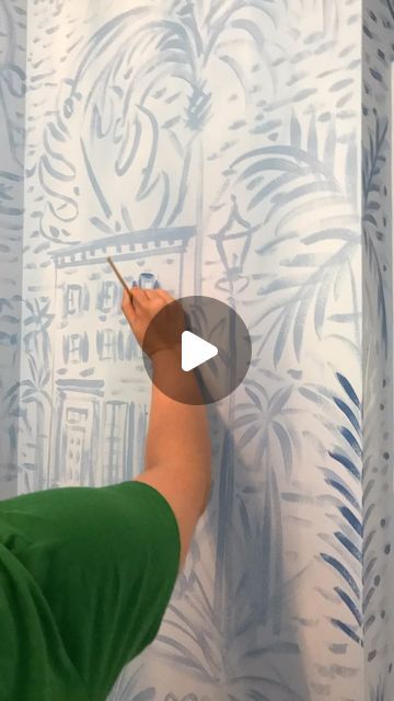 Diy Chinoiserie Panels, Diy Chinoiserie, Chinoiserie Panel, Chinoiserie Painting, Coastal Style Living Room, Office Redo, Chinoiserie Mural, Foyer Wall, Chinoiserie Design