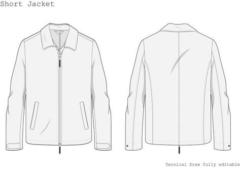 Jacket Flat Drawing, Jacket Design Sketch, Jacket Technical Drawing, Tech Drawing, Technical Sketch, Raglan Sleeve Jacket, Jacket Drawing, Clothing Templates, Flat Drawings