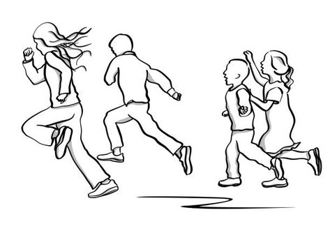 Tall Kids Racing Ahead Sketch of four siblings having a race and the tallest kids getting ahead of the little ones quickly drawing of children running race stock illustrations Running People Drawing, People Running Illustration, How To Draw Someone Running, Kid Running Drawing, Kids Running Illustration, Running Illustration Drawings, People Running Drawing, Running Man Drawing, Kids Playing Drawing