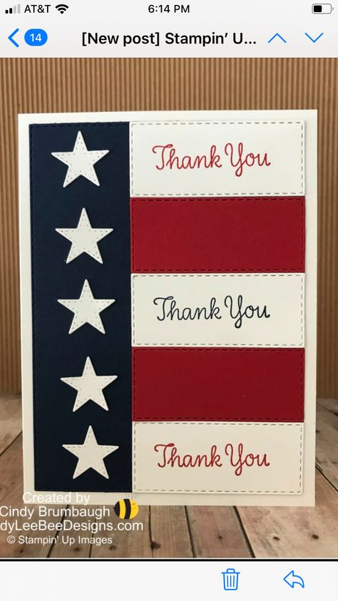 Patriotic Thank You Cards, Veterans Day Card Ideas, Veterans Day Cards Handmade, Veterans Cards, Santa Craft, Independence Day Card, Patriotic Cards, Blue Cards, Honor Flight