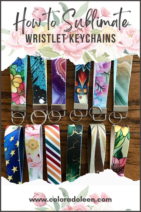 Come on over to the Craft Room and check out the latest sublimation project! I'm making wristlet Keychains and they are BEAUTIFUL!!! Sublimation Wristlet Keychain Ideas, Wristlet Keychain Ideas, Sublimation Keychains, Key Fobs Diy, Keychains Ideas, Cricut Clipart, Wristlet Keychains, Keychain Ideas, Miss You Cards