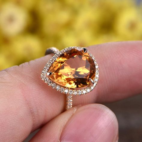 Tear Drop Rings, Engagement Ring Pear Shaped, Yellow Gemstone Ring, Citrine Engagement Ring, Ring Pear Shaped, Yellow Citrine Ring, Citrine Ring Engagement, Engagement Ring Pear, Tanzanite Engagement Ring