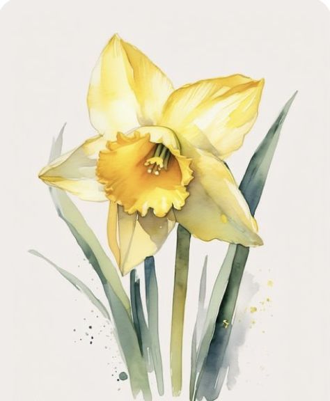 Daffodils Painting, Watercolor Daffodils, Daffodil Watercolor, Minimal Tattoo Designs, Minimal Tattoo Ideas, Abstract Painting Acrylic Modern, Artsy Background, Flower Drawing Tutorials, Watercolor Flowers Tutorial