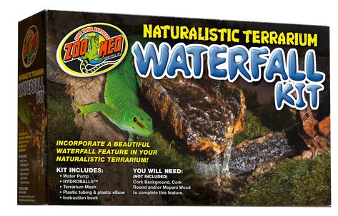 Naturalistic Terrarium Waterfall Kit | Zoo Med Laboratories, Inc. Paludarium Waterfall, Terrarium Waterfall, Vivarium Ideas, Tropical Terrariums, Large Terrarium, Reptile Decor, Open Terrariums, Turtle Habitat, Aquatic Turtles