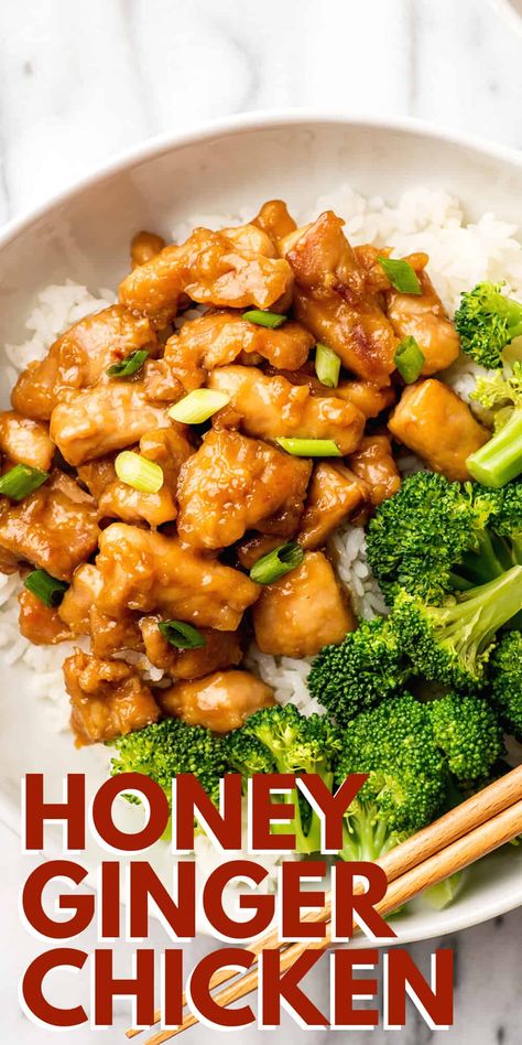 Honey Ginger Chicken, Lemon Ginger Chicken, Dressing Casserole, Garlic Ginger Chicken, Cooking With Ginger, Fast And Easy Dinner, Ginger Chicken Recipes, Chicken Dressing, Honey Glazed Chicken