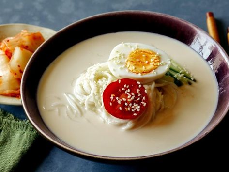 Kongguksu Recipe | Food Network Kitchen | Food Network Kongguksu Recipe, Artichoke Bites, Mojito Recipe Classic, Fermented Kimchi, Mojito Recipe, English Cucumber, Hard Boiled Eggs, Kitchen Food, Boiled Eggs