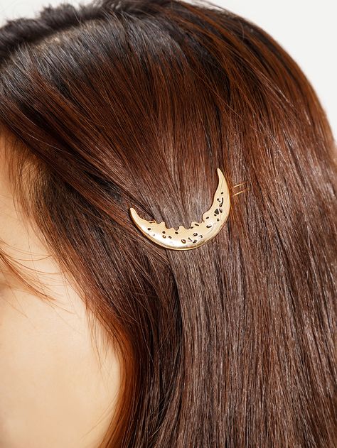 Shop Moon Shaped Hairpin online. SheIn offers Moon Shaped Hairpin & more to fit your fashionable needs. Moon Hair Accessories, Moon Hair, Gold Hair Clips, Hair Things, Gold Hair Accessories, Wiccan Jewelry, Casual Hairstyles, Metallic Hair, Gold Hair