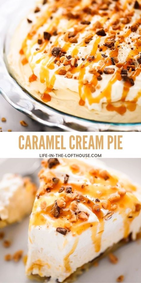 Cream Cheese And Caramel, Caramel Cream Pie, Caramel Pie Recipe, Bourbon Bread, Thanksgiving Pie Recipes, Caramel Pie, Creamy Pie, Sugar Cookie Crust, Caramel Filling