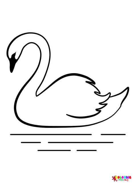 Download and print free Printable Swan Coloring Page. You can color online or share this picture with your relatives and friends on social networks. Easy Swan Drawing, Swan Drawing Simple, Swan Drawing Easy, Swan Doodle, Swan Outline, Swan Template, Swan Coloring Pages, Swan Printable, Swan Images