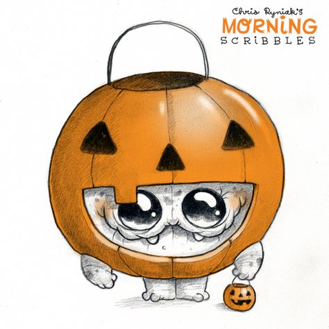 Morning Scribbles, Chris Ryniak, Pumpkin Monster, Cute Monsters Drawings, Drawing Rocks, Pumpkin Drawing, Monster Drawing, Halloween Rocks, Fairy Tales For Kids