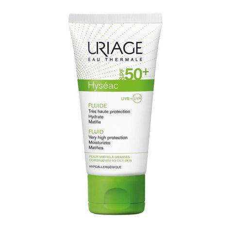 Uriage Hyséac High Protection Emulsion for Combination to Oily Skin SPF 50 French Beauty Products, Sunscreen Packaging, Spf Cream, Beautiful Lipstick, Cosmetic Logo, Tinted Spf, French Beauty, Makeup Items, French Women