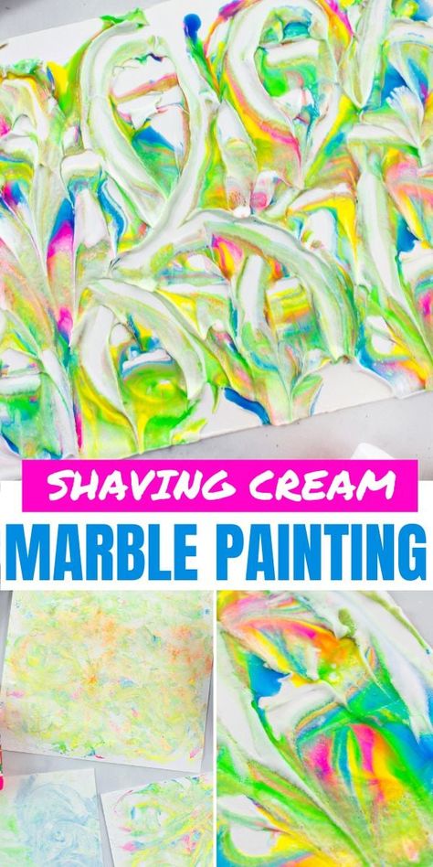 Colorful Shaving Cream Art for Kids | Kids Activities Blog Shaving Cream Activities Preschool, Shaving Cream Crafts For Kids, Shaving Cream Art, Shaving Cream Painting, Toddler Painting, Cream Marble, Ice Cream Art, Messy Crafts, Painting Kids