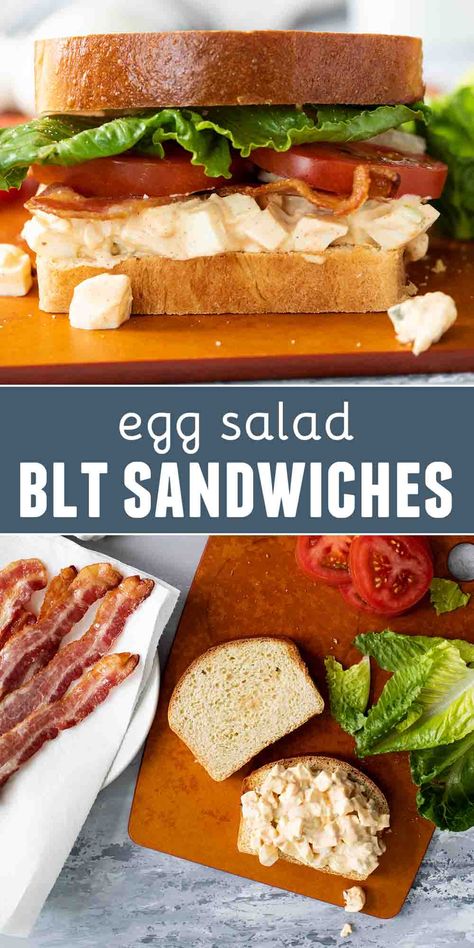 A combination of two favorite sandwiches, these Egg Salad BLTs take an easy, tasty egg salad and combine it with the popular BLT sandwich for an easy lunch or dinner idea. #sandwiches #eggs #eggsalad #lunch Creamy Egg Salad, Blt Sandwiches, Bibb Lettuce, Easy Egg Salad, For Dinner, Creamy Eggs, Cold Sandwiches, Food On The Table, Blt Sandwich