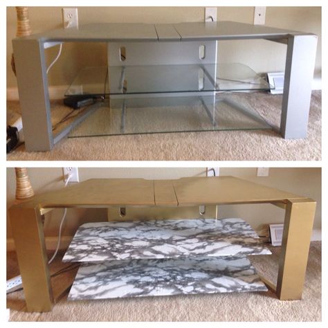 My parents old TV stand add gold spray paint and marble contact paper #gold #marble Glass Tv Stand Decor Ideas, Diy Tile Mirror, Old Tv Stand, Tv Stand Makeover, Old Tv Stands, Tv Stand Decor Ideas, Marble Contact Paper, Moody Office, Tile Mirror