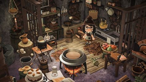 Witch House Interior, Witchy House, Witches House, Gothic Kitchen, Witchy Kitchen, Spooky Kitchen, Acnh Cottagecore, Ac New Leaf, Floral Room