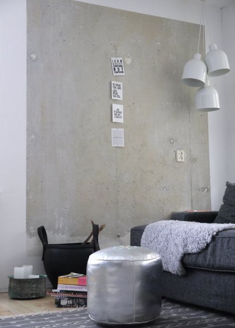 Amsterdam Living, Amsterdam Apartment, Lounge Room, Concrete Wall, White Houses, Wall Treatments, Living Room Inspiration, Apartment Therapy, Feature Wall