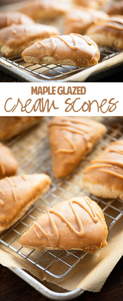 Maple Glazed Scones - fluffy moist scones topped with a thick maple glaze! Inspired by the sunny days in the Mexican Riviera, make a batch of these warm delights on a chilly winter morning. Moist Scones, Glazed Scones, Scones Cinnamon, Scones Breakfast, Maple Extract, Buns In My Oven, Mexican Riviera, Cinnamon Glaze, Maple Recipes