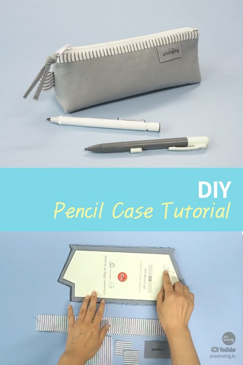 Sewing Pattern For Pencil Case, Sew Pencil Case Pattern, Sewing Pattern Pencil Case, Pencil Pouch Pattern Free, How To Sew Pencil Case, Free Pencil Case Pattern, Pen Case Diy Sewing, Pencil Case Sewing Tutorial, Pencil Cases To Sew