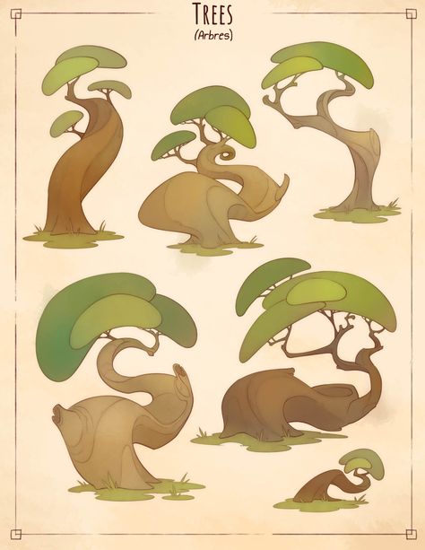 Tree Reference Drawing, Props Design, Vis Dev, Concept Art Tutorial, Plant Drawing, Game Inspiration, Landscape Illustration, Plant Illustration, Visual Development