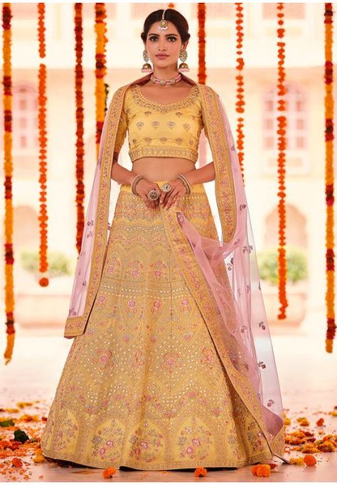 Yellow Organza Bridal Lehenga Choli Yellow Ghagra, Lehenga Yellow, A Line Lehenga, Indian Lengha, Organza Bridal, Lehenga Choli Wedding, Organza Lehenga, Yellow Lehenga, Lengha Choli