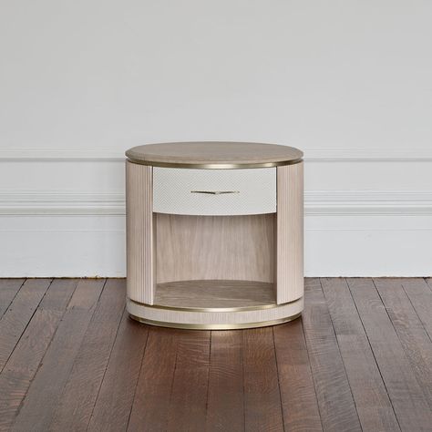 The Joanna II bedside table is crafted to bring a refined touch to your bedroom. This piece features a single drawer, customisable with a front in either simple oak or an eye catching herringbone pattern, tailored to your style preferences, as well as a space below for open storage. Metal detailing along the shadow gaps and base infuses a quiet luxury into the overall design. It showcases a chamfered edge top, available with an optional marble upgrade, enhancing its sophisticated appeal. Perfect Luxury Nightstand, Throw Rugs Bedroom, Luxury Bedside Table, Nightstand Design, Chamfered Edge, Side Tables Bedroom, Furniture Bedside Table, Beige Marble, Wood Finishes