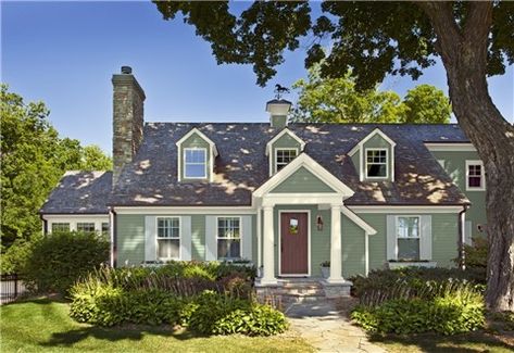 Look at the paint color combination I created with Benjamin Moore. Via @benjamin_moore. Body: Rosepine 461; Trim: Lancaster Whitewash HC-174; Shutters: Boothbay Gray HC-165; Door: Townsend Harbor Brown HC-64. Gray Home Exterior, Exterior Paint Combinations, Benjamin Moore Exterior, Exterior Color Palette, House Paint Color Combination, Color Combinations Paint, Hale Navy, Exterior House Paint Color Combinations, Siding Colors