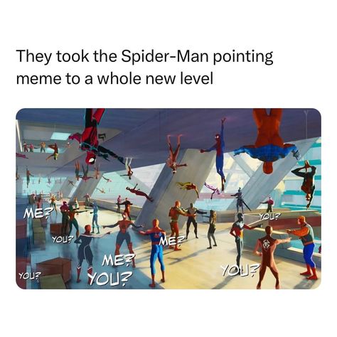 Jokezar • Your Daily Dose of Memes & Comedy on Instagram: “The Spider-Man pointing meme reaches a whole new level in the latest Spiderman: Across The #SpiderVerse movie trailer 😂 @SpiderVerseMovie…” Spiderverse Across The Spiderverse, Miles Morales Into The Spiderverse Memes, Across Spiderverse Memes, Spider Verse Meme Funny, Spiderman Across The Spider Verse Funny, Spider Man Into The Spiderverse Memes, Spiderman Spiderverse Memes, Spider Man Memes Funny, Across The Spiderverse Funny