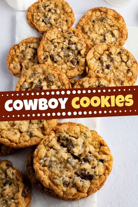 These cowboy cookies are mildly crisp and so soft, and chewy all at the same time! Learn the easy recipe and get tips for making the best cookies every time! Cowboy Cookies Recipe, Jiffy Cornbread Casserole, Cowboy Food, Cowboy Cookie Recipe, Food Desert, The Best Cookies, Jiffy Cornbread, Cowboy Cookies, Cornbread Casserole