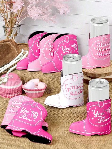 6 Pack Cowgirl Boot Bachelorette Skinny Can Sleeves Disco Cowgirl Slim Beverage Sleeves Favor Wedding Party, Insulated Neoprene Drink Holder For Western Themed Space Party Decorations MulticolorI discovered amazing products on SHEIN.com, come check them out! Bach Gifts, Bach Gift, Western Disco, Cowgirl Disco, Space Party Decorations, Disco Cowgirl, Cowgirl Boot, Space Party, Disco Party