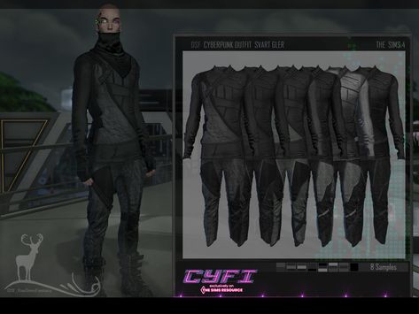 The Sims Resource - CYFI_ CYBERPUNK OUTFIT SVART GLER Sims 4 Cyberpunk Cc Male, Sims 4 Techwear, Sims 4 Cc Cyberpunk, Sims 4 Cyberpunk Cc, Sims 4 Cyberpunk, Apocalypse Clothing, Sci Fi Outfit, Casual Techwear, Futuristic Costume