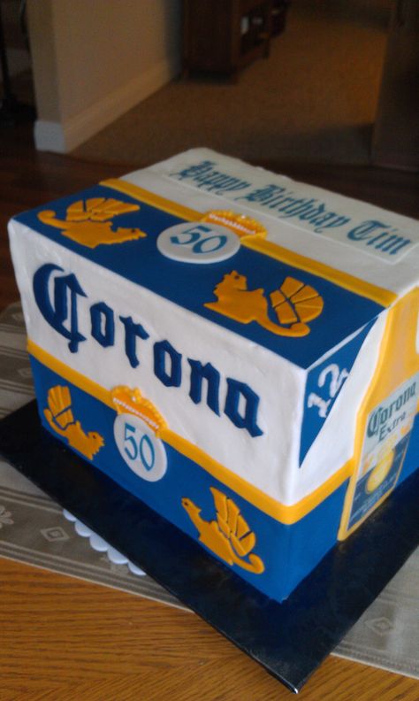 Corona Cake for my brother's 50th birthday!  It was margarita flavor...yummy!! Beer Themed Cake, Birthday Cake Beer, Beer Bottle Cake, 21st Birthday Cake For Guys, Men Cakes, Birthday Beer Cake, Beer Birthday Party, Flavored Margaritas, Birthday Beer