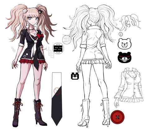 Junko Enoshima Concept Artwork from Danganronpa: Trigger Happy Havoc #art #artwork #videogames #gameart #conceptart #illustration #danganronpa #characterdesign #characterart Danganronpa Junko, Character Reference Sheet, Junko Enoshima, Danganronpa Trigger Happy Havoc, Danganronpa Game, Arte Do Kawaii, Trigger Happy Havoc, Trigger Happy, Nagito Komaeda