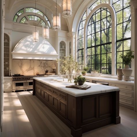 Modern French Chateau Kitchen, Southern Luxury Aesthetic, Old Mansion Kitchen, Old Money Kitchen Aesthetic, French Luxury Interior, Old Money Kitchen, Manor House Kitchen, Styles Of Kitchen Cabinets, Vison Boards Ideas