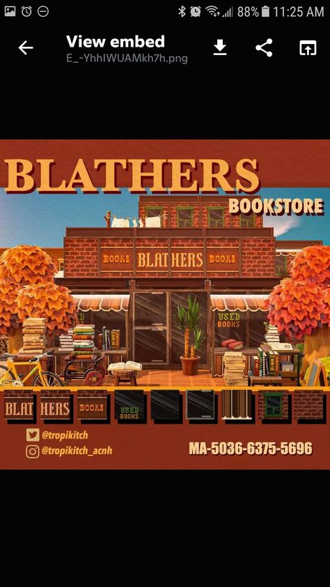 Blathers Bookstore Acnh, Acnh Shops Idea City, Animal Crossing Truck Design Codes, Animal Crossing Food Truck Design, Fall Town Acnh, Acnh Truck Design Code, Acnh Ticket Booth, Acnh Food Truck Design Code, Acnh Book Store