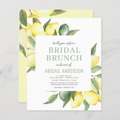 Budget Lemon Watercolor Bridal Brunch Invitation #zazzle #weddinginvitations #birthdayinvitations #babyshowerinvitations #zazzleinvitations #monogram #businesscards #graduation #homedecor 2023 Invitation, Lemon Invitations, Grad Party Invitations, Sweet Sixteen Birthday Invitations, Lemon Watercolor, Chic Invitation, Modern Baby Shower Invitations, Peach Lemonade, Baby Sprinkle Invitations