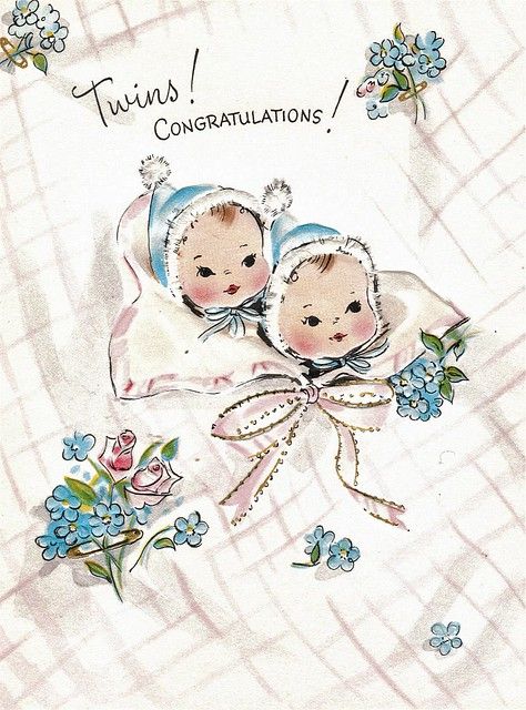 Twins! Congratulations! | I gave this card to Kamie & James … | Flickr Vintage Twins, Old Cards, Diary Book, How Old, Vintage Greeting Cards, Twin Babies, Baby Cards, I Don't Know, Vintage Baby