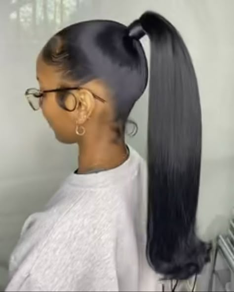 Lower Ponytail Hairstyles Black Women, Long Barbie Ponytail, Ponytail Hairstyles For Black Women High, High Ponytail Hairstyles For Black Women, Sleek Ponytail Black Women, Barbie Ponytail, Weave Ponytail Hairstyles, Sleek Ponytail Hairstyles, Weave Ponytail